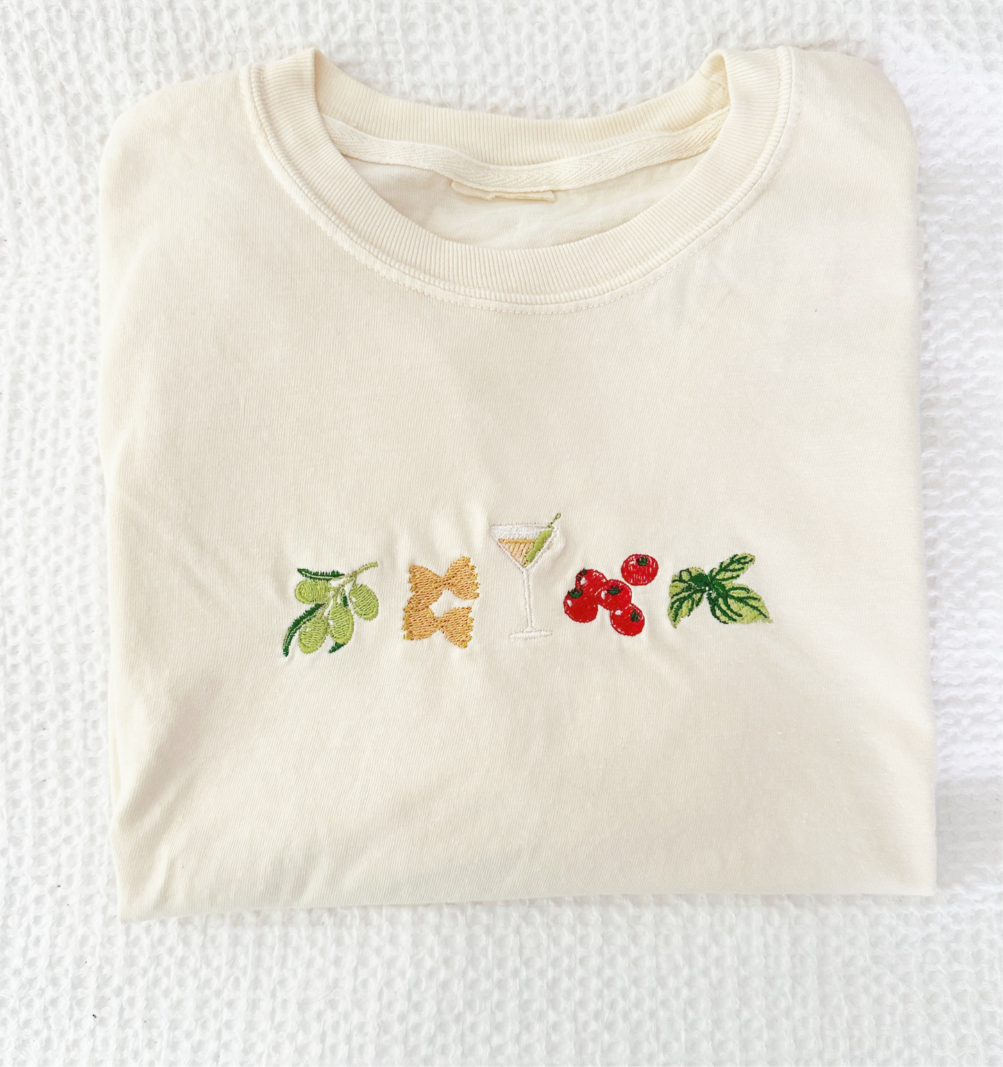 Embroidered Mama Pasta Cropped Tee