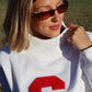 Letterman Mock Neck (White)