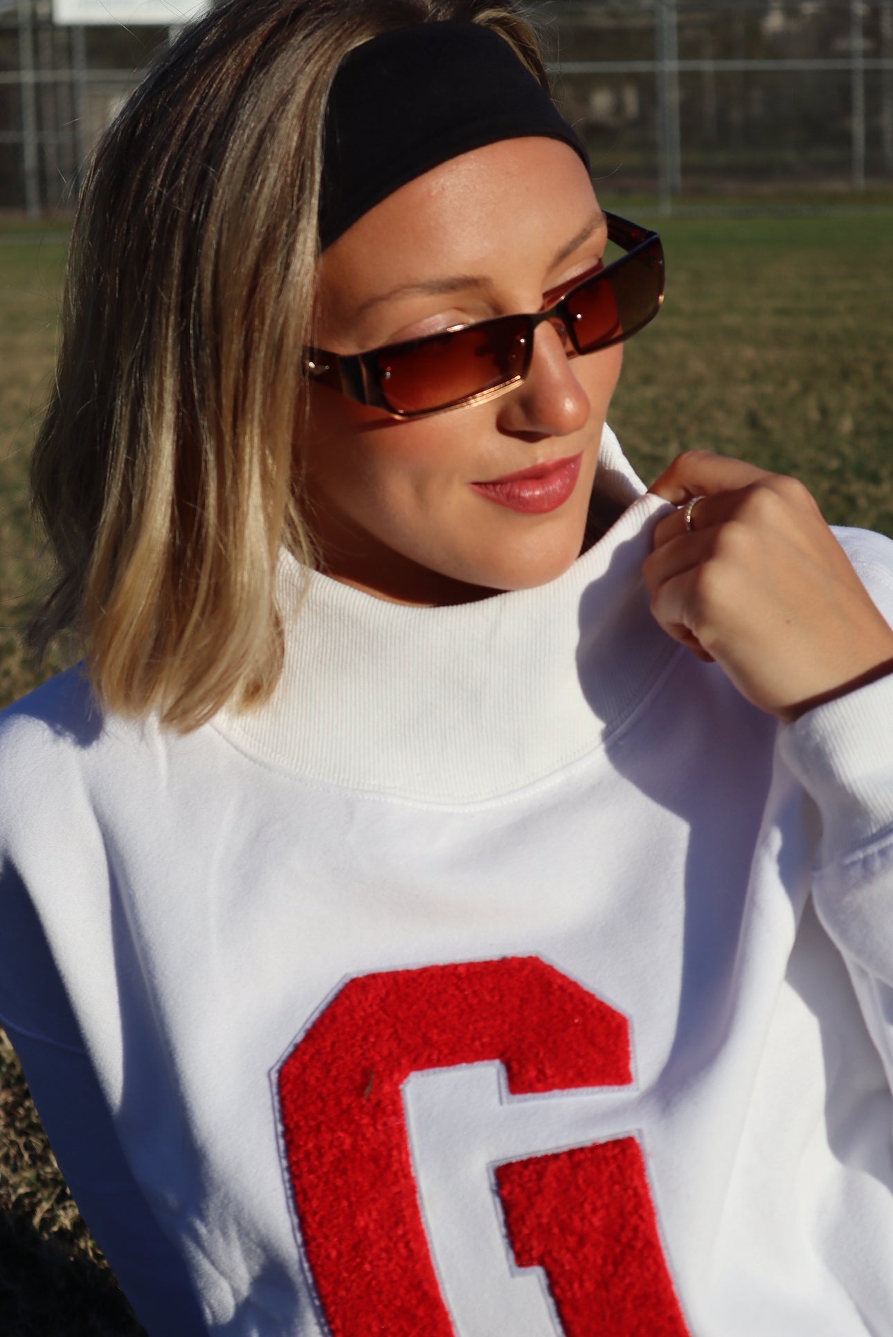 Letterman Mock Neck (White)
