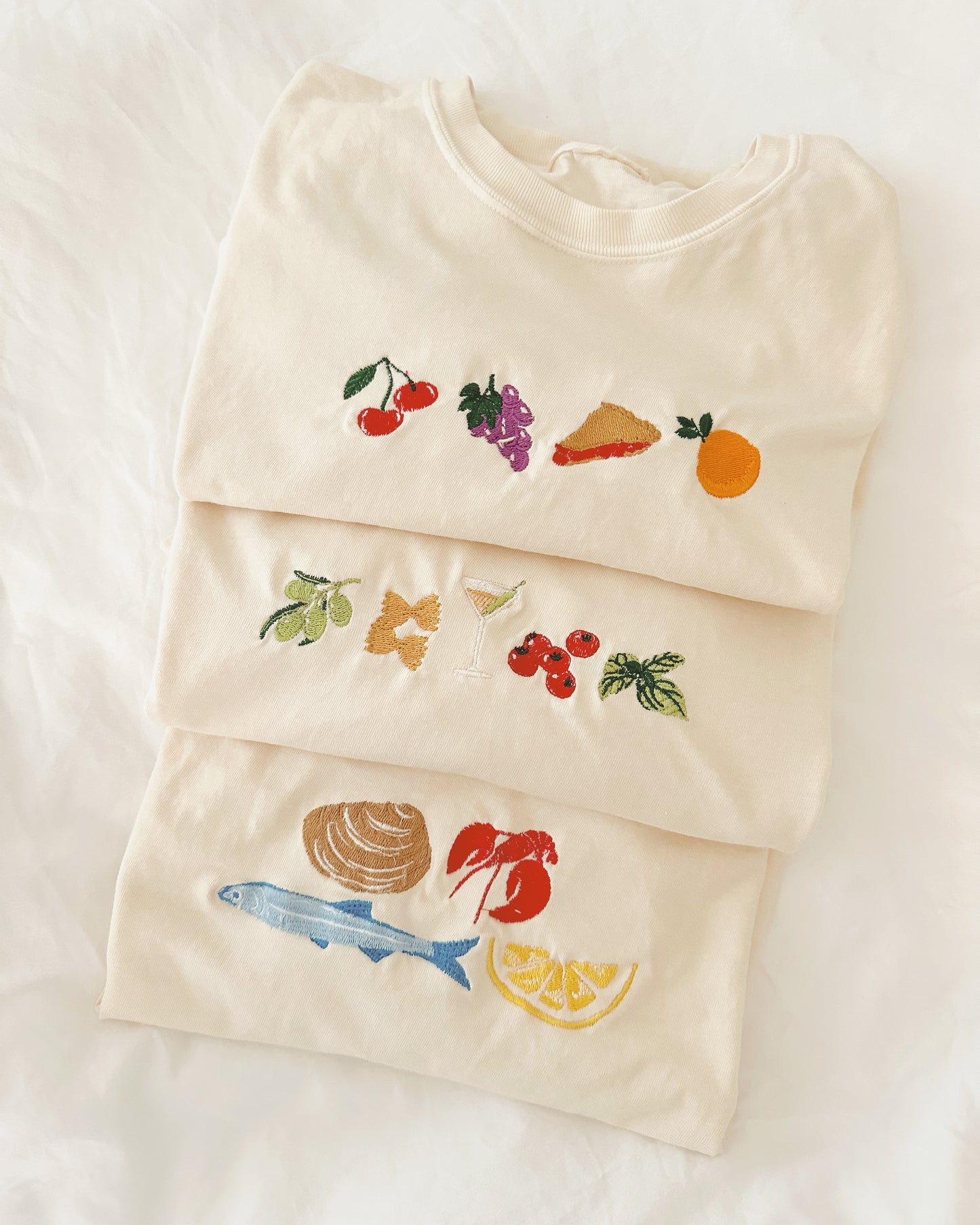 Embroidered Lemon Pasta Cropped Tee