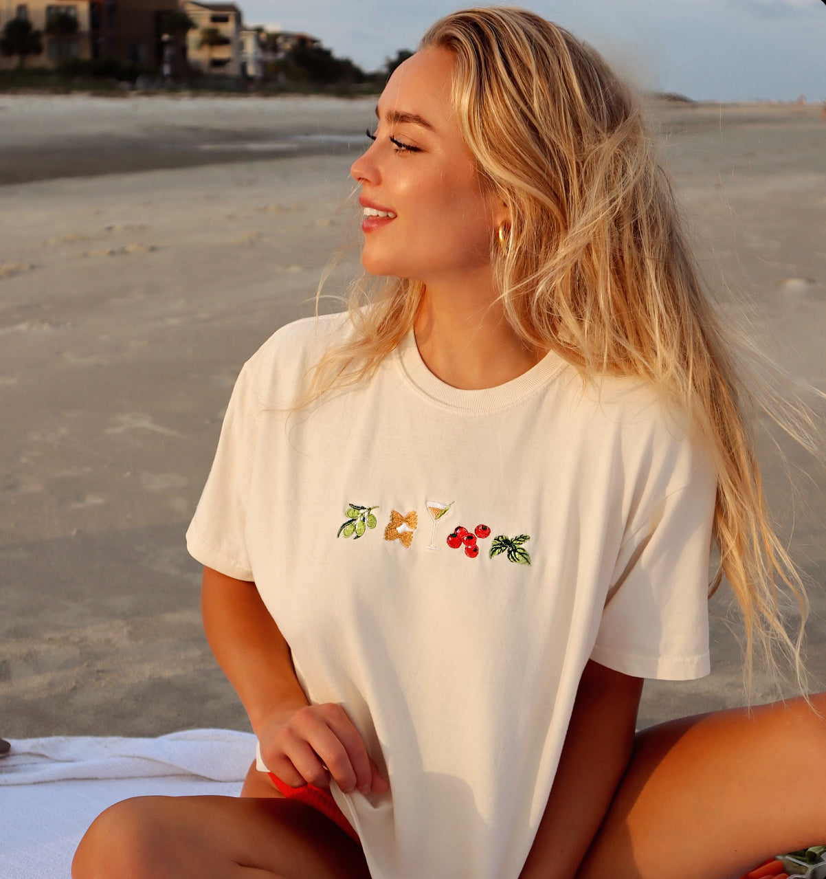 Embroidered Mama Pasta Cropped Tee