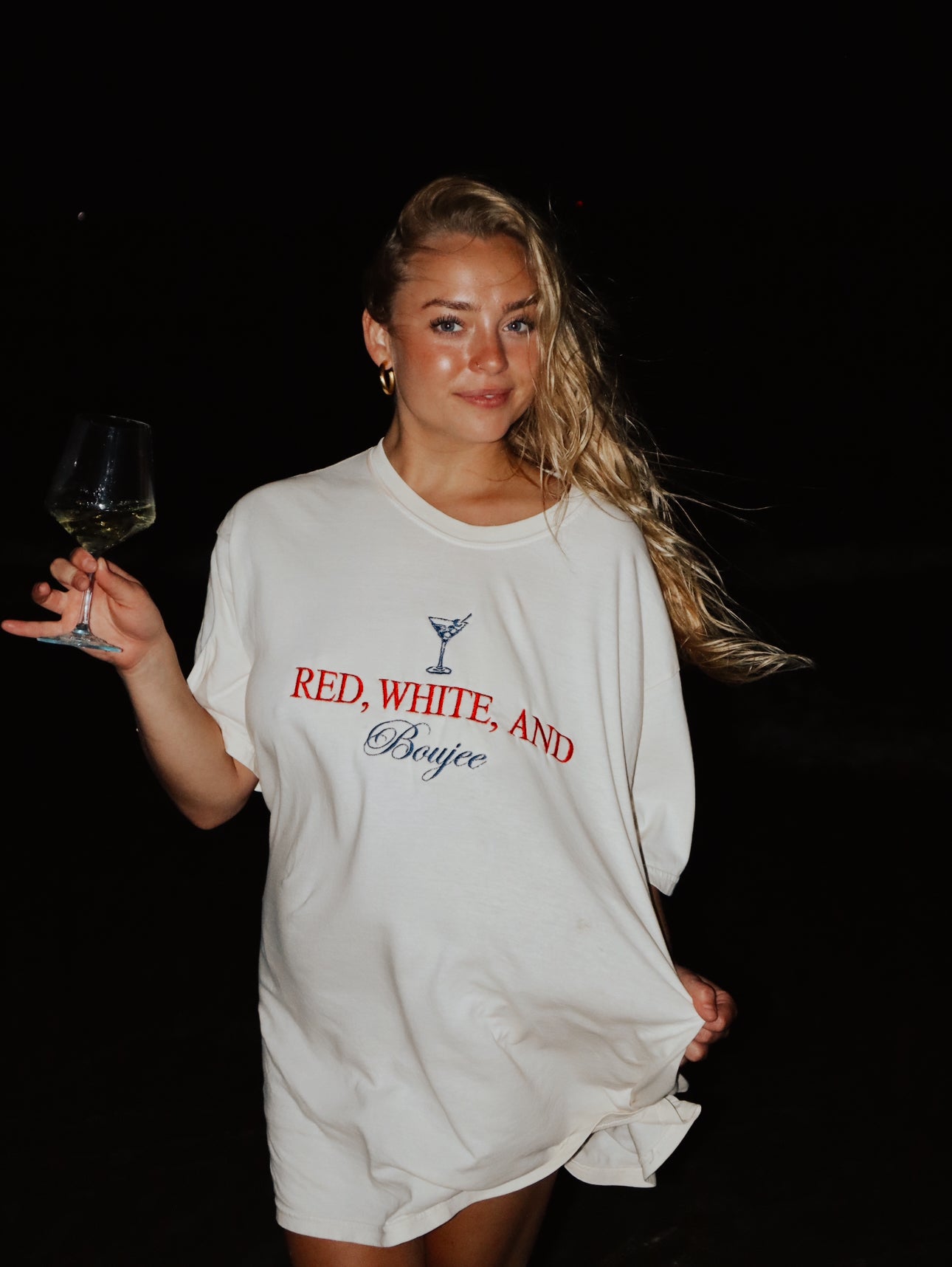 Embroidered Red White & Boujee Tee