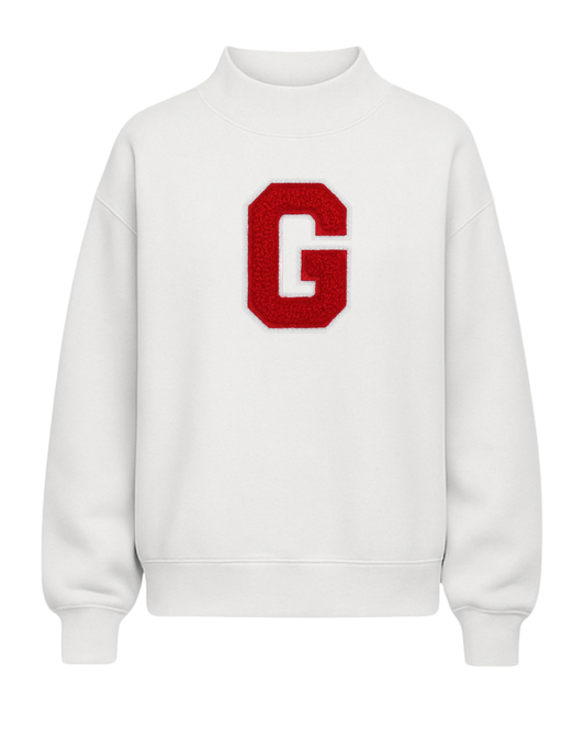 Letterman Mock Neck (White)